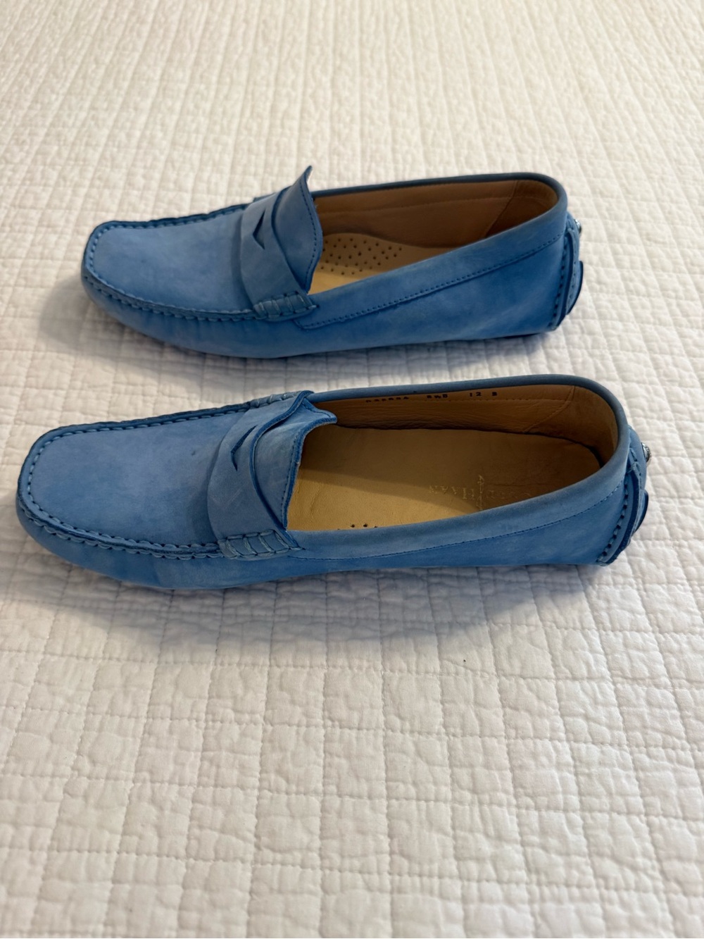 Cole Haan Women’s Sky Blue Leather Penny Loafers Driving Moccasins 8.5 - Picture 3 of 9